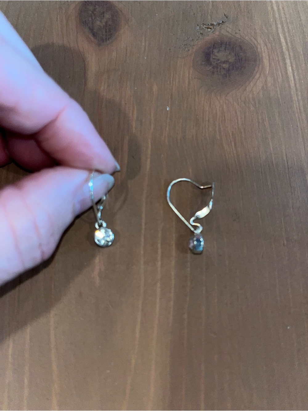 Sterling earrings cz dangle marked 925 on ear wire lever back like earring clasp
